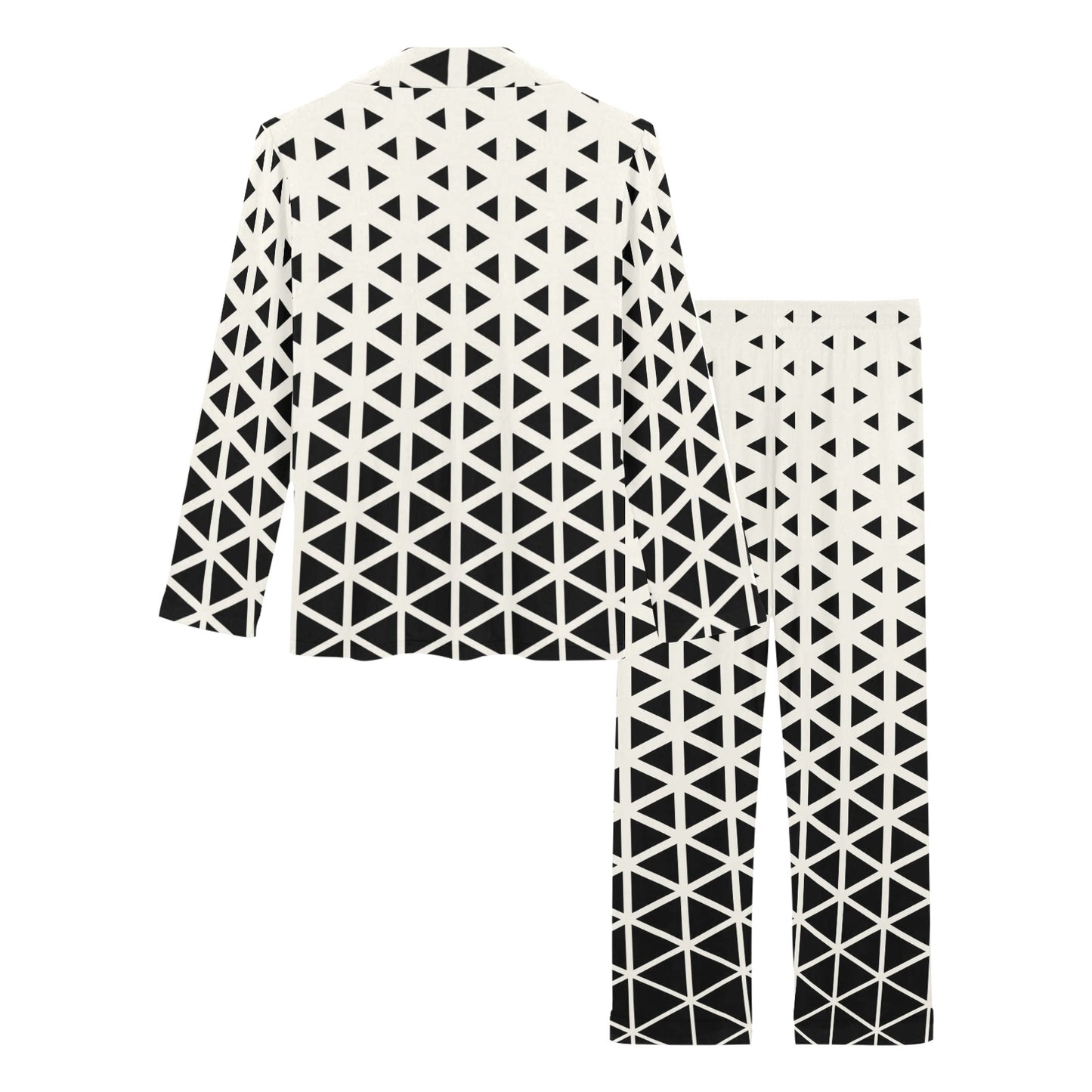 Geometric Black White Pattern Print Design 03 Women's Long Pajama Set