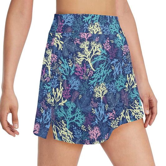 Seaweed Print Design LKS301 17" Golf & Pickleball Skort with Pockets