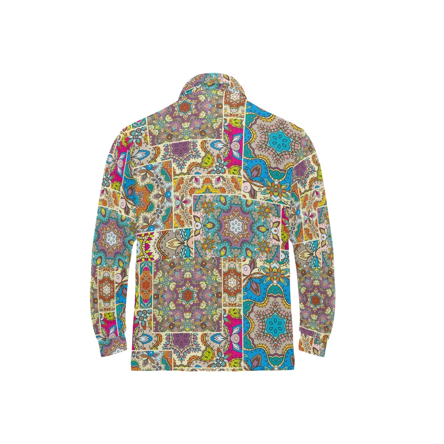 Patchwork Print Design LKS402 Long Sleeve Polo Shirt For Men's
