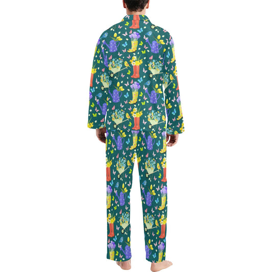 Gardening Pattern Print Design G08 Men's Long Pajama Set