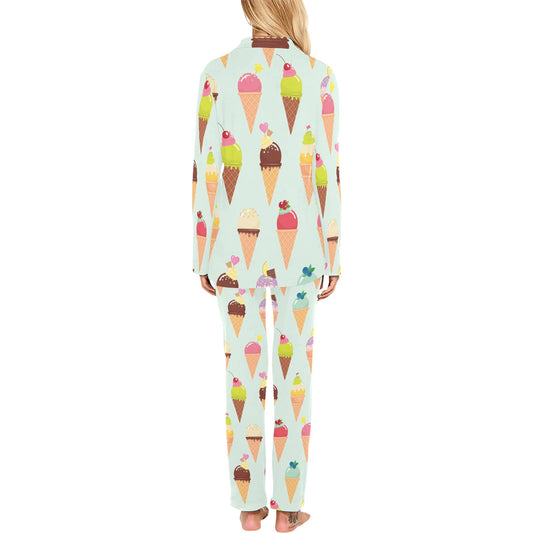 Ice Cream Pattern Print Design 03 Women's Long Pajama Set