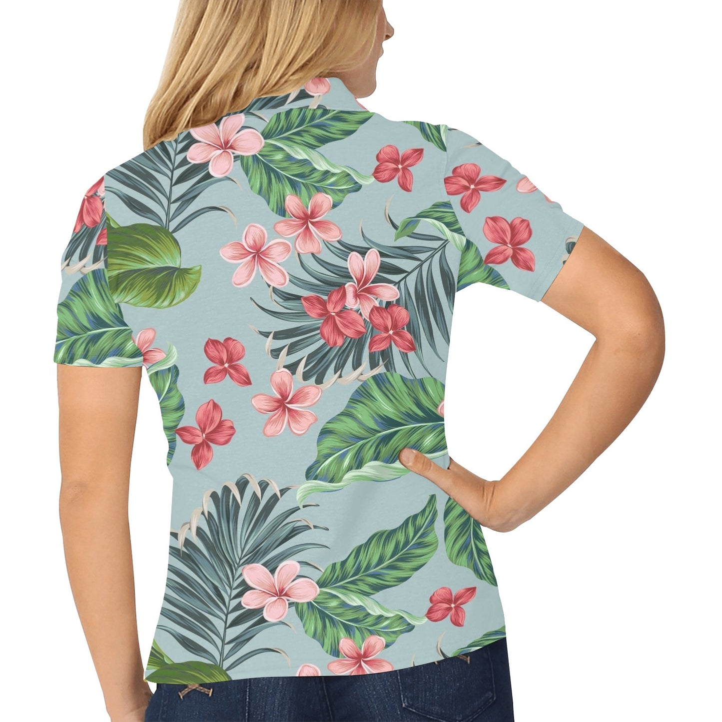 Plumeria Pattern Print Design PM027 Women's Polo Shirt