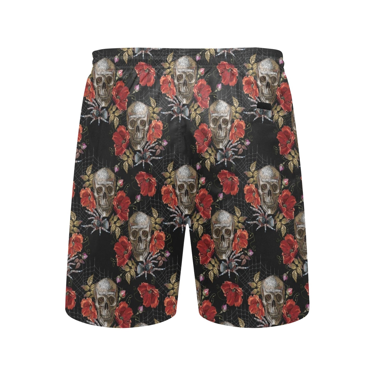 Spider Web Skull Rose Print Design LKS305 Men's Swim Trunks Beach Shorts