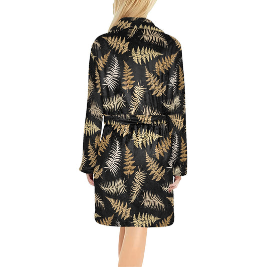 Fern Leave Bright Print Pattern Women's Fleece Robe