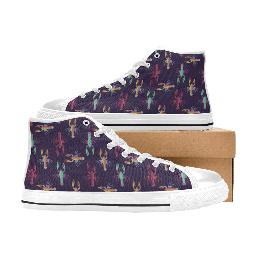 Lobster Print Design LKS402 Men's High Top Canvas Shoes