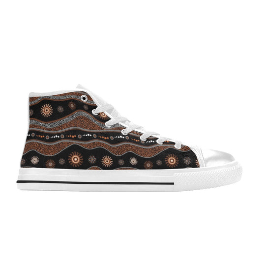 Aboriginal Print Design LKS404 Men's High Top Canvas Shoes