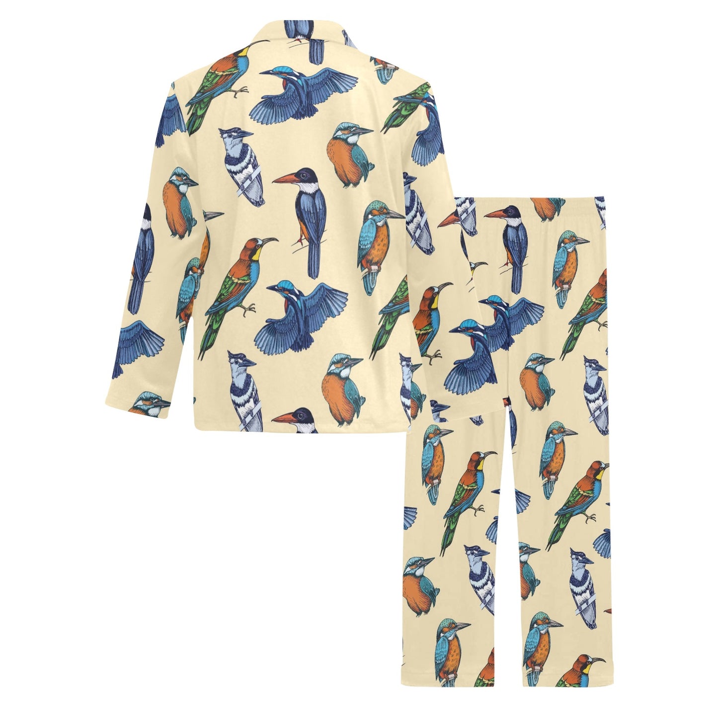 Kingfisher Bird Pattern Print Design 04 Men's Long Pajama Set