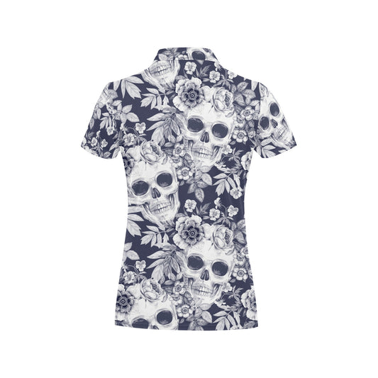Skull Floral Beautiful Women's Polo Shirt