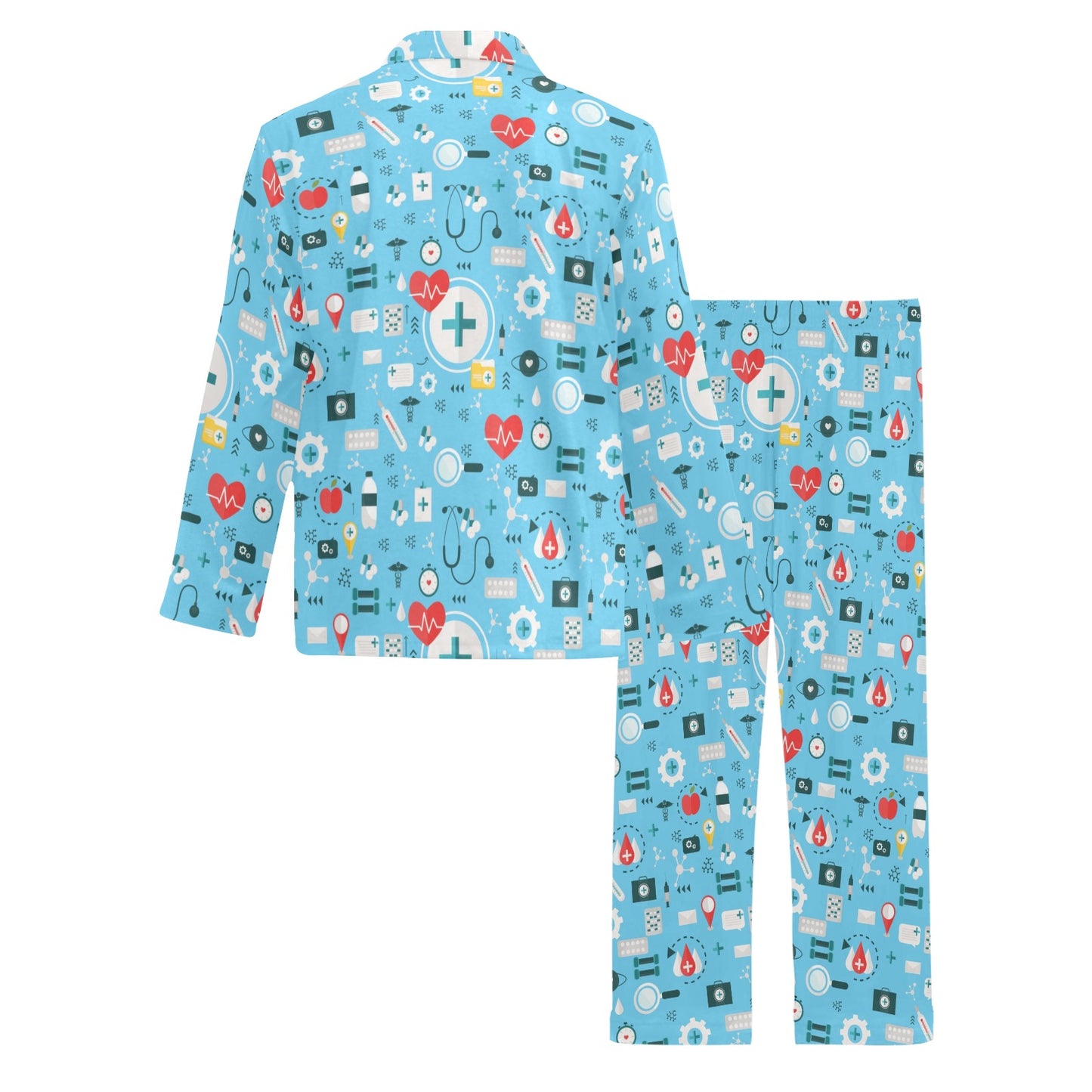 Medical Pattern Print Design 06 Men's Long Pajama Set