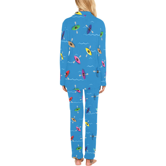 Kayak Pattern Print Design 03 Women's Long Pajama Set