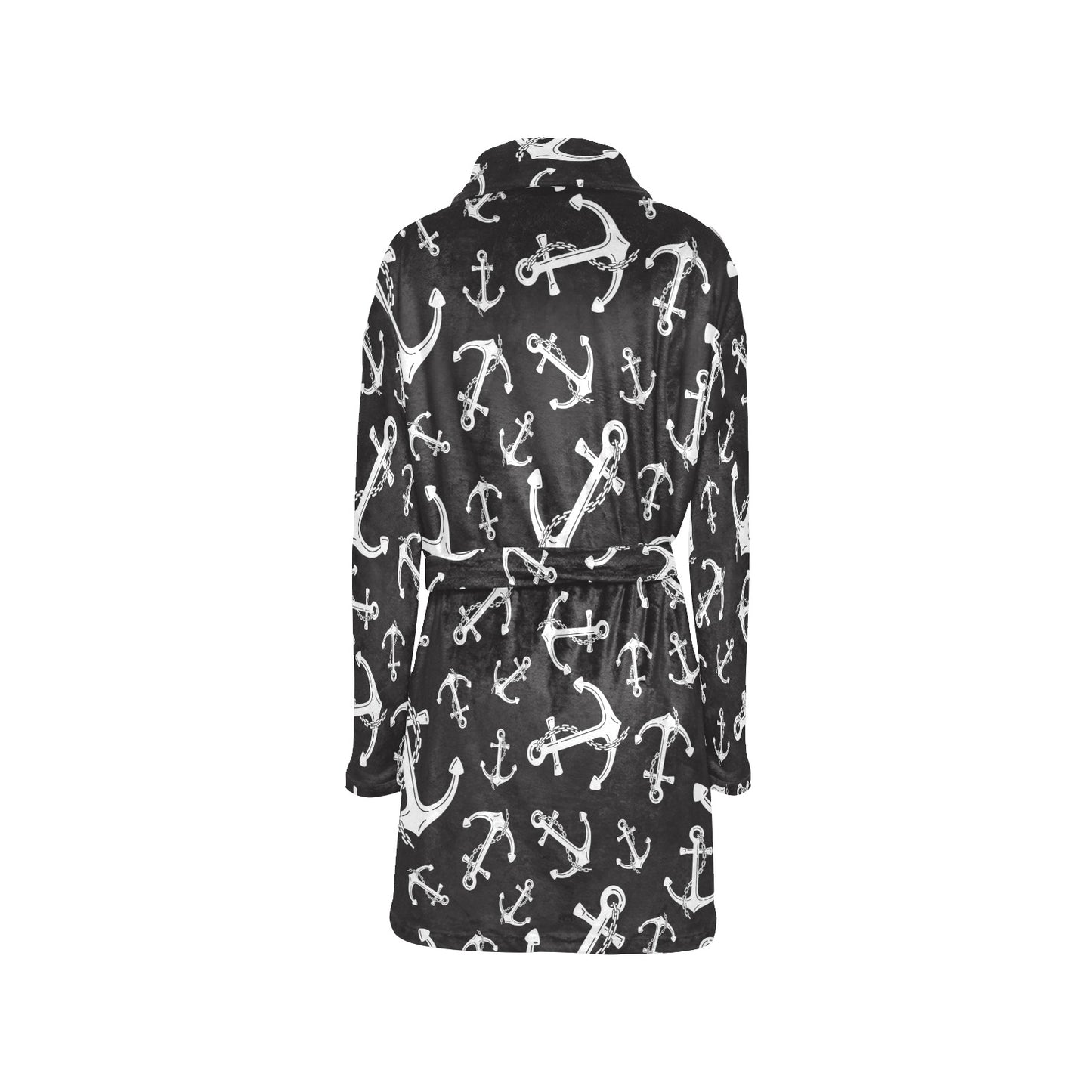 Anchor Black White Women's Fleece Robe