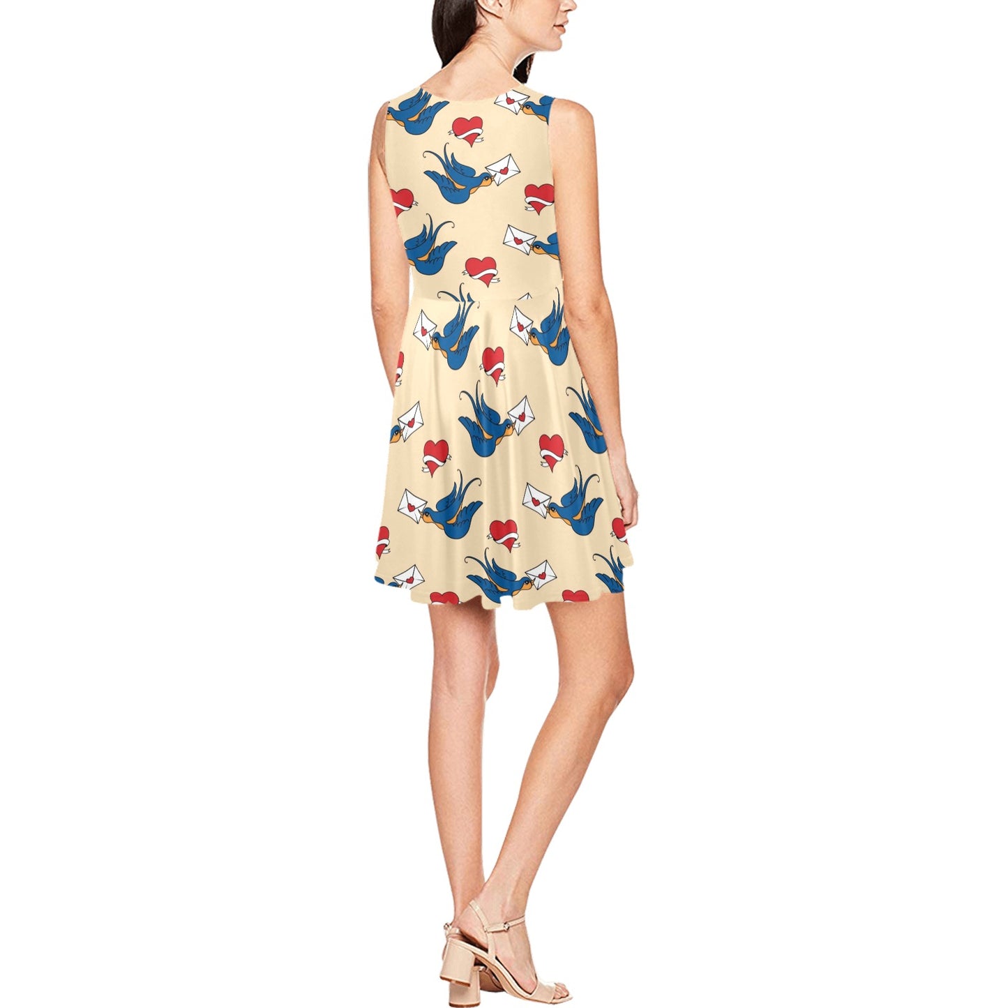 Swallow Bird Pattern Print Design 05 Sleeveless Dress