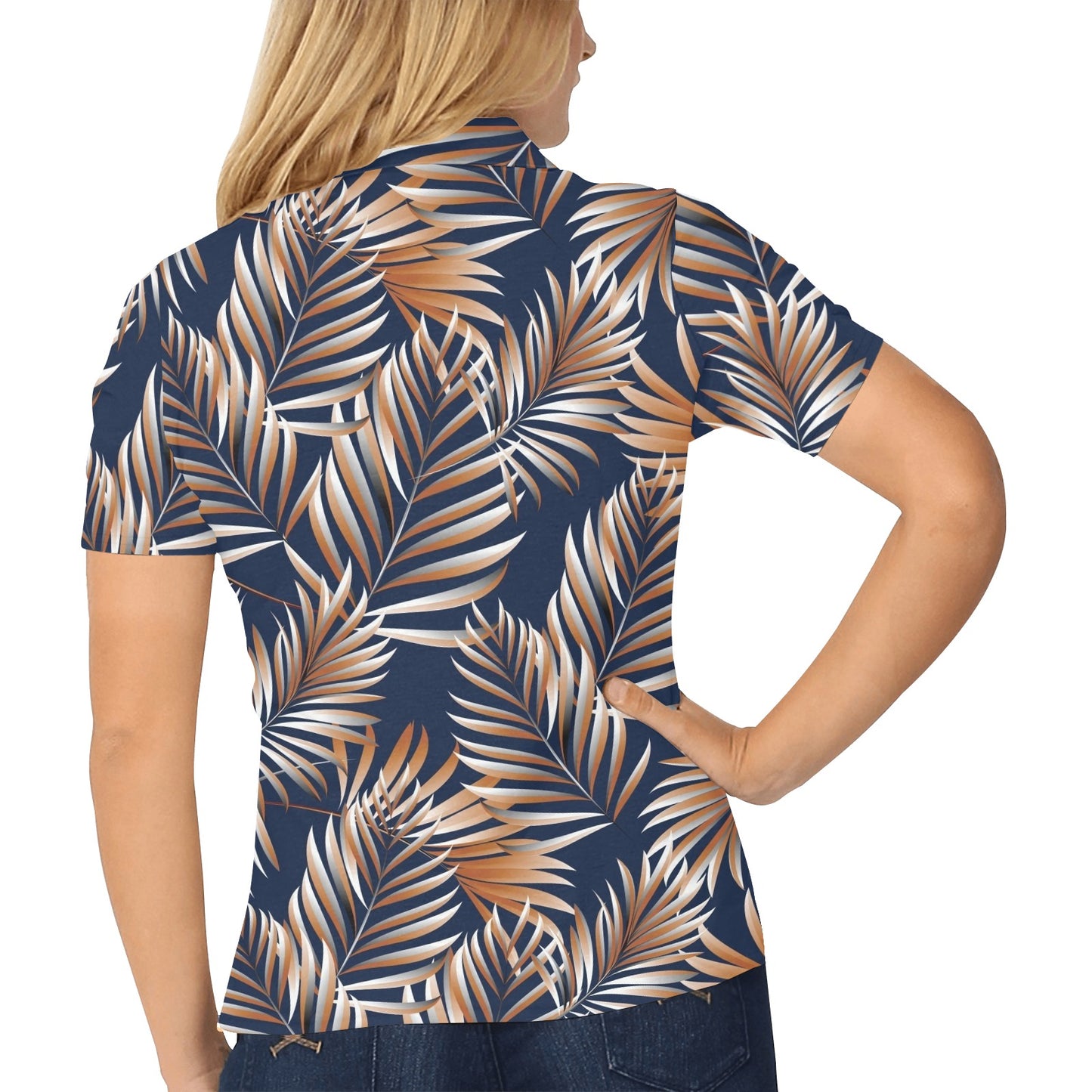 Tropical Flower Pattern Print Design TF07 Women's Polo Shirt