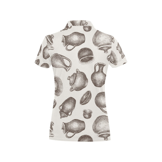 Pottery Pattern Print Design A01 Women's Polo Shirt