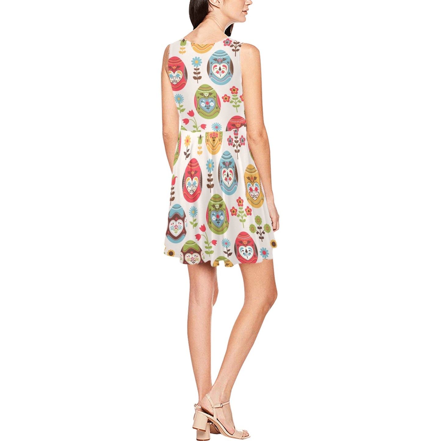 Easter Eggs Pattern Print Design RB011 Sleeveless Dress