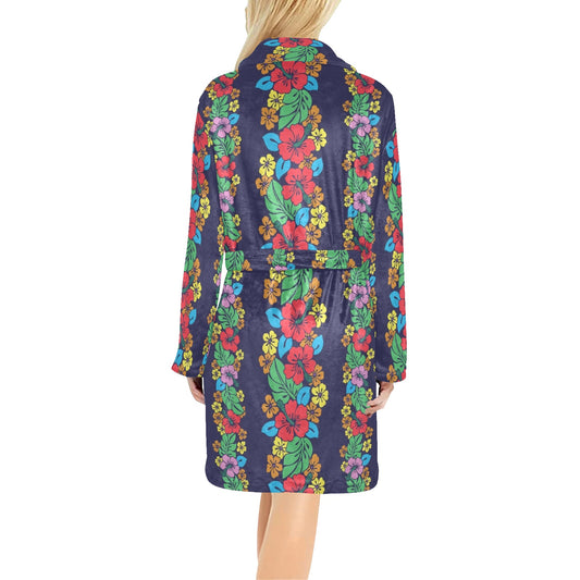 Hawaiian Themed Pattern Print Design H03 Women's Fleece Robe