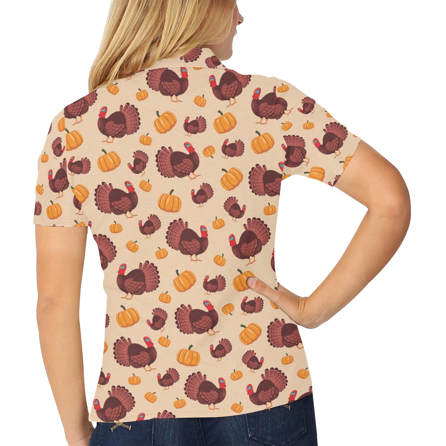 Thanksgiving Print Design LKS308 Women's Polo Shirt