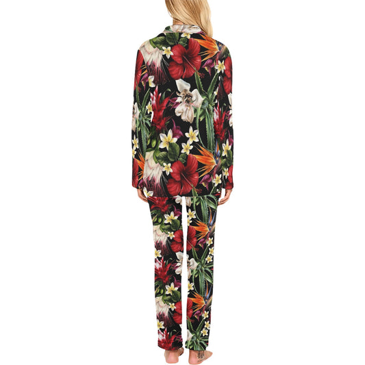 Summer Floral Pattern Print Design SF03 Women's Long Pajama Set