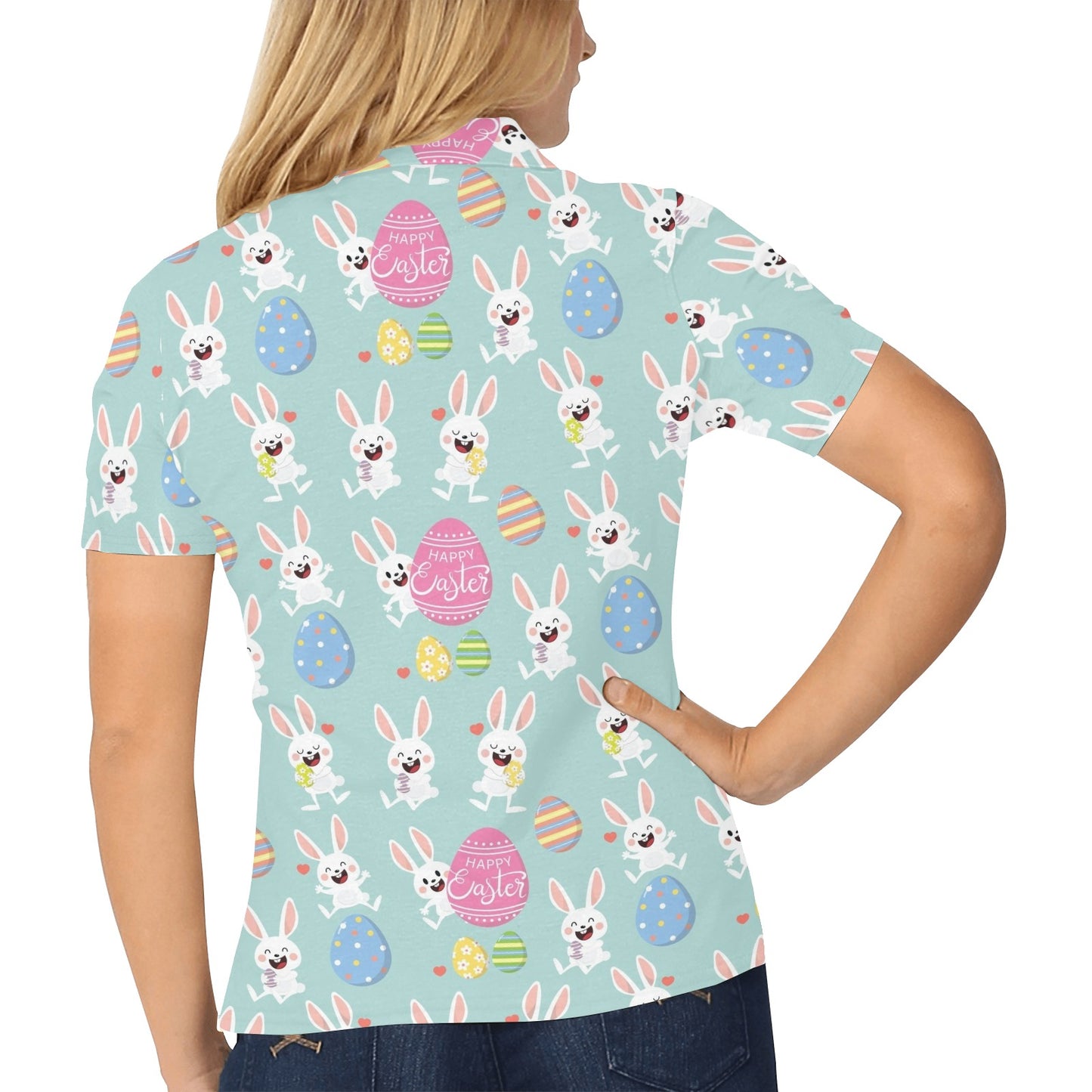 Easter Eggs Pattern Print Design RB014 Women's Polo Shirt