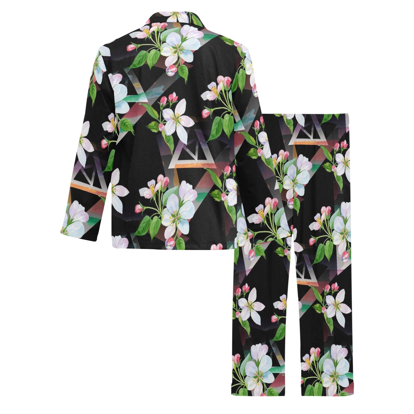 Apple blossom Pattern Print Design AB07 Men's Long Pajama Set