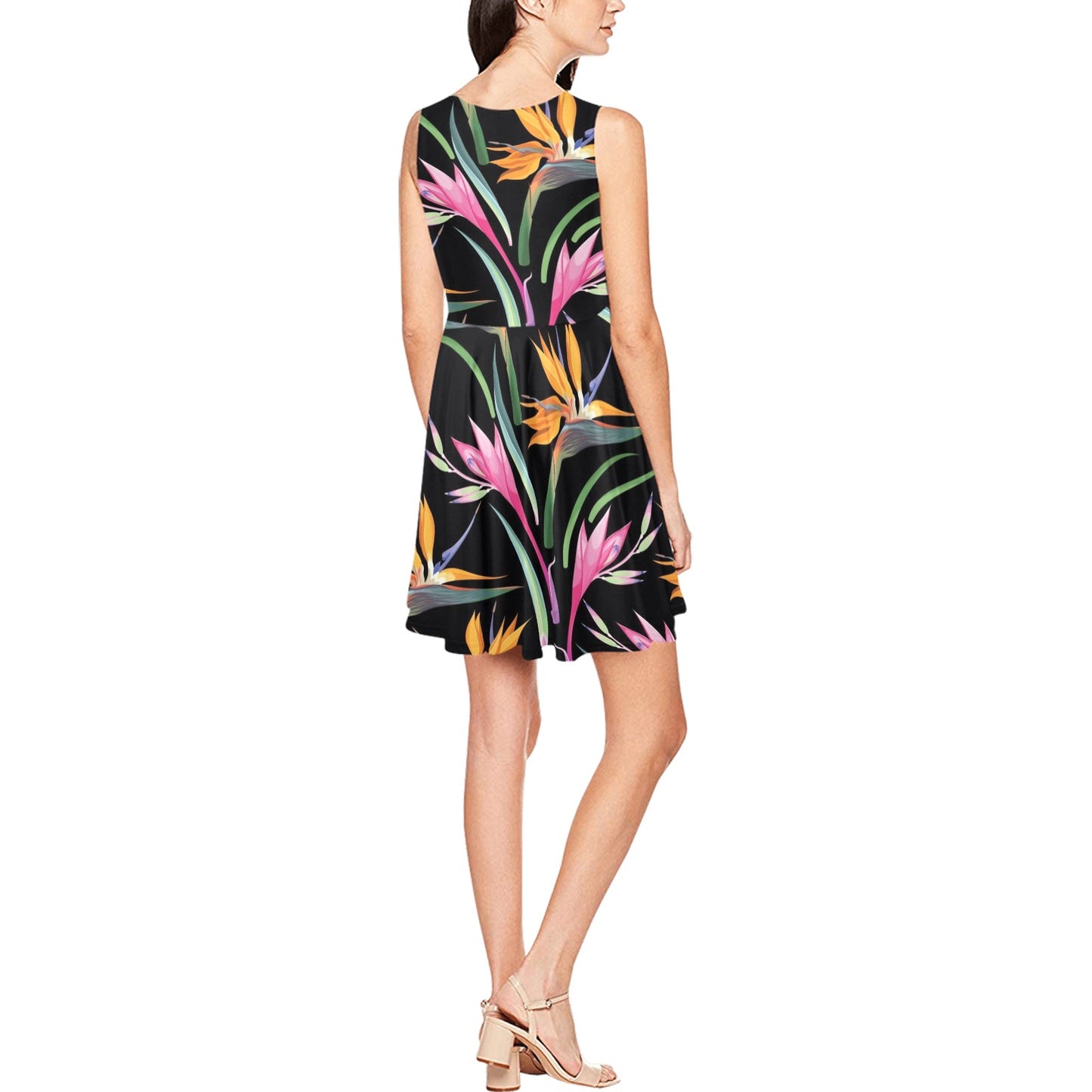 Tropical Flower Pattern Print Design TF017 Sleeveless Dress
