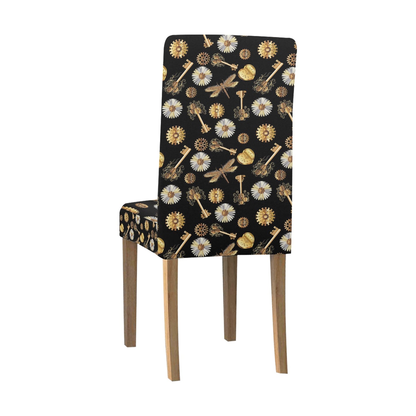 Steampunk Key Dragonfly Print Design LKS303 Dining Chair Slipcover