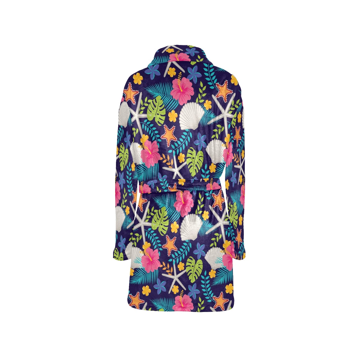 Beach Seashell Floral Theme Women's Fleece Robe