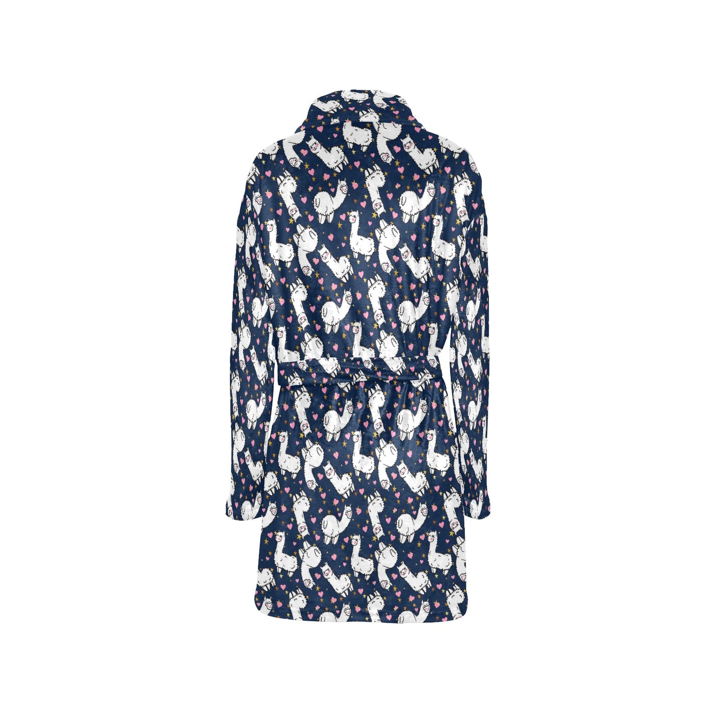 Alpaca Heart Star Design Themed Print Women's Fleece Robe