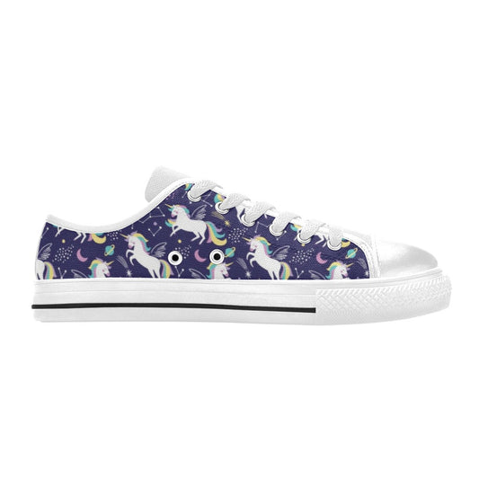 Unicorn Print Design LKS305 Women's White Low Top Shoes