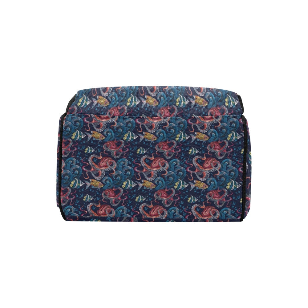 Underwater Giant Squid Print Design LKS302 Diaper Bag Backpack