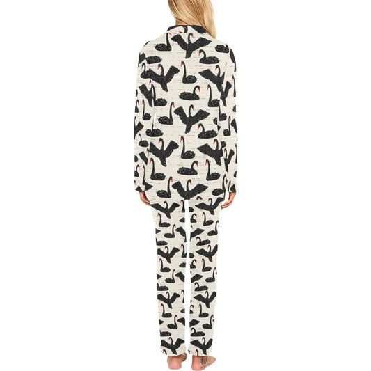 Swan Print Design LKS402 Women's Long Pajama Set