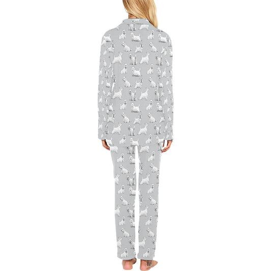 Scottish Terriers Print Design LKS3011 Women's Long Pajama Set