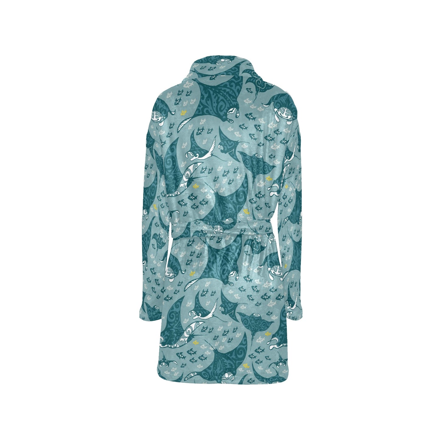 Manta Ray Tribal Pattern Print Design 03 Women's Fleece Robe