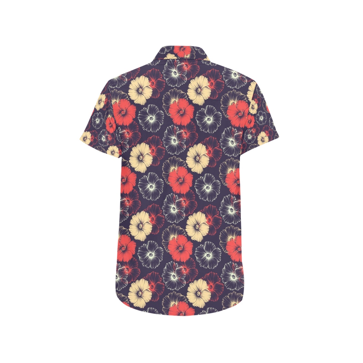 Tropical Flower Print Design LKS302 Men Short Sleeve Button Up Shirt