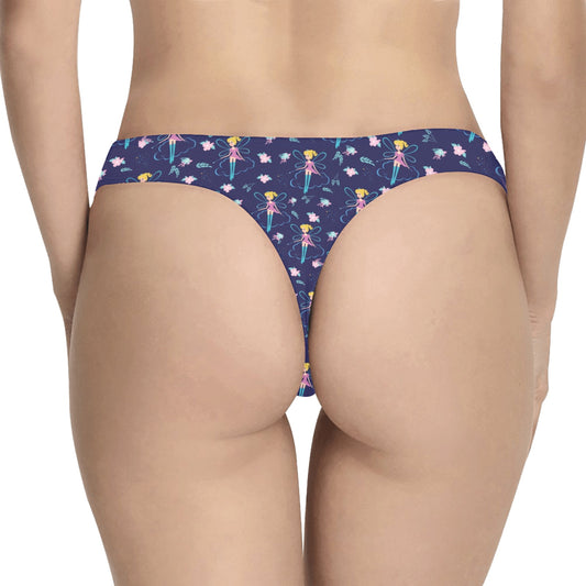 Fairy Cartoon Style Print Pattern Women's Thongs