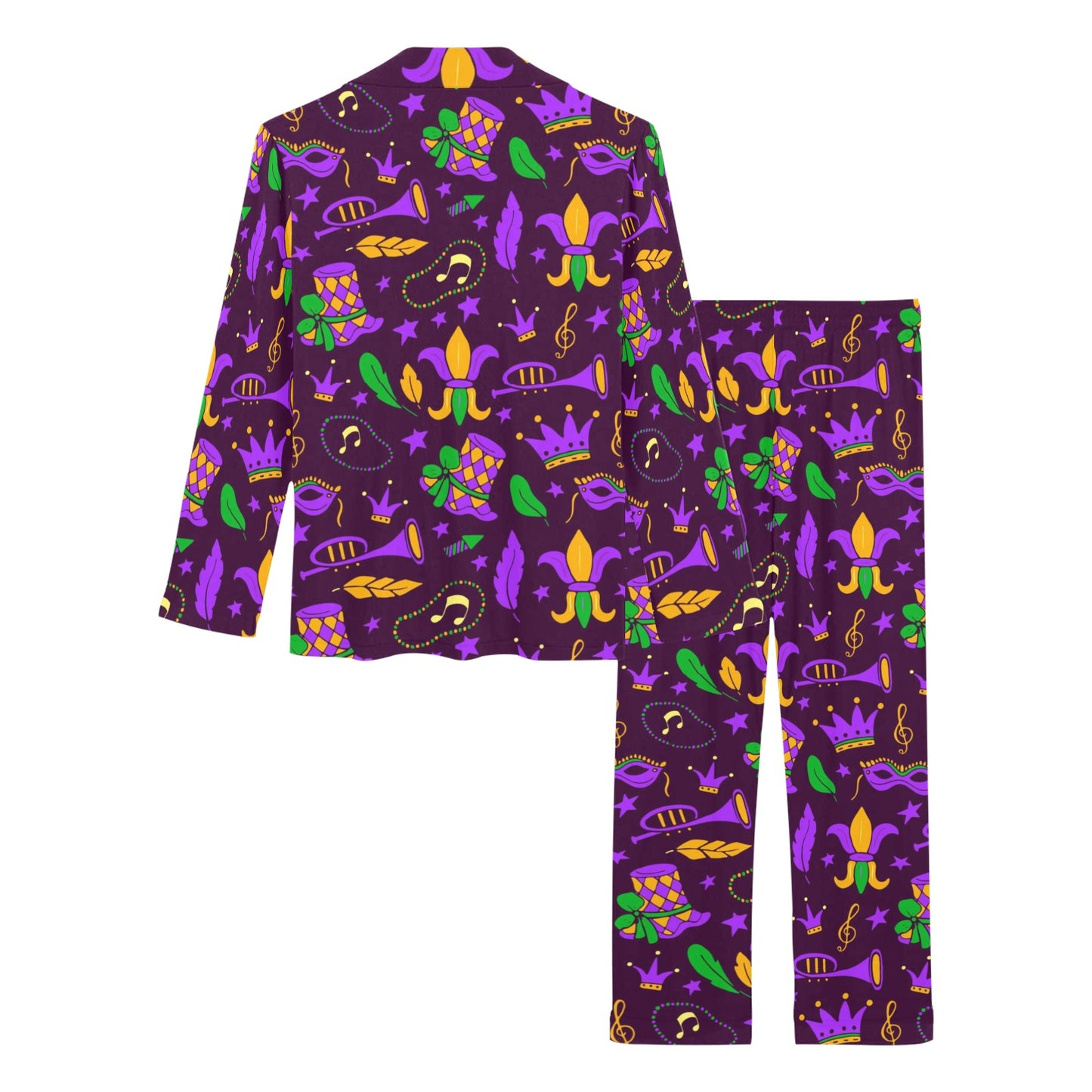 Mardi Gras Pattern Print Design 08 Women's Long Pajama Set