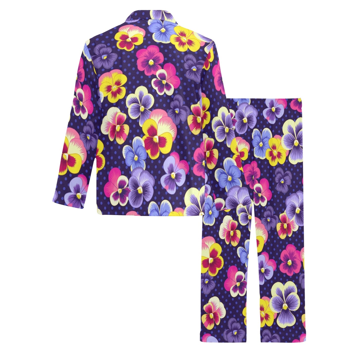 Pansy Pattern Print Design PS04 Men's Long Pajama Set