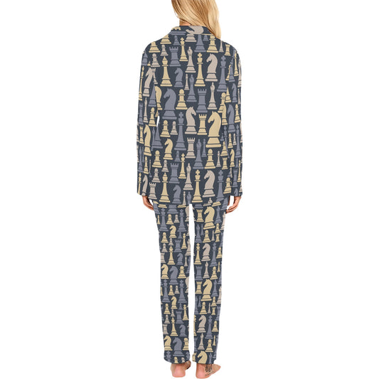 Chess Pattern Print Design 04 Women's Long Pajama Set