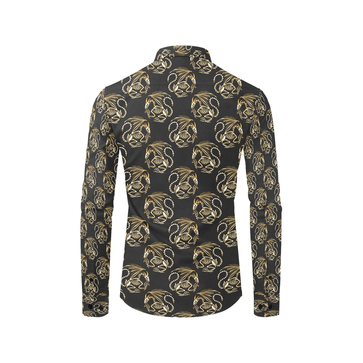 Skeleton Dragon Print Design LKS306 Men's Long Sleeve Dress Shirt