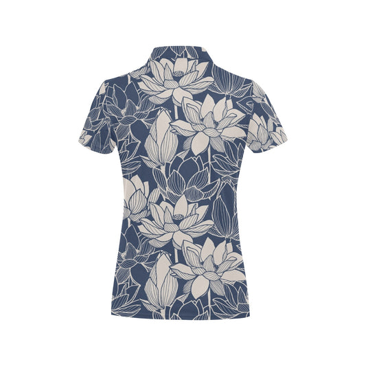 Water Lily Pattern Print Design WL04 Women's Polo Shirt