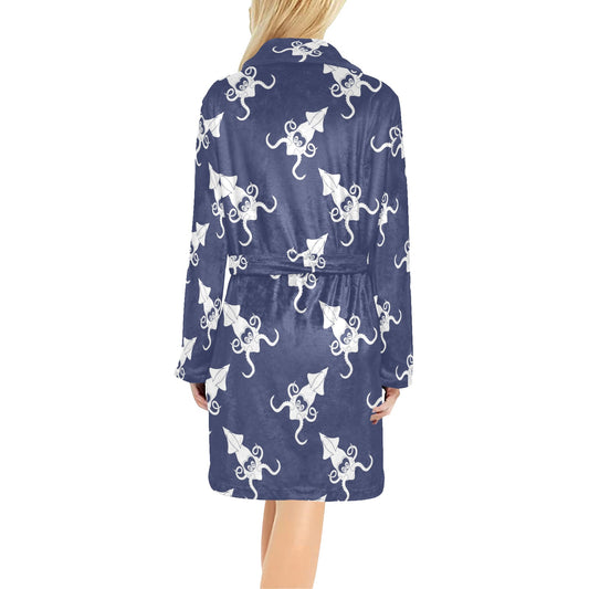 Giant Squid Pattern Print Design 02 Women's Fleece Robe
