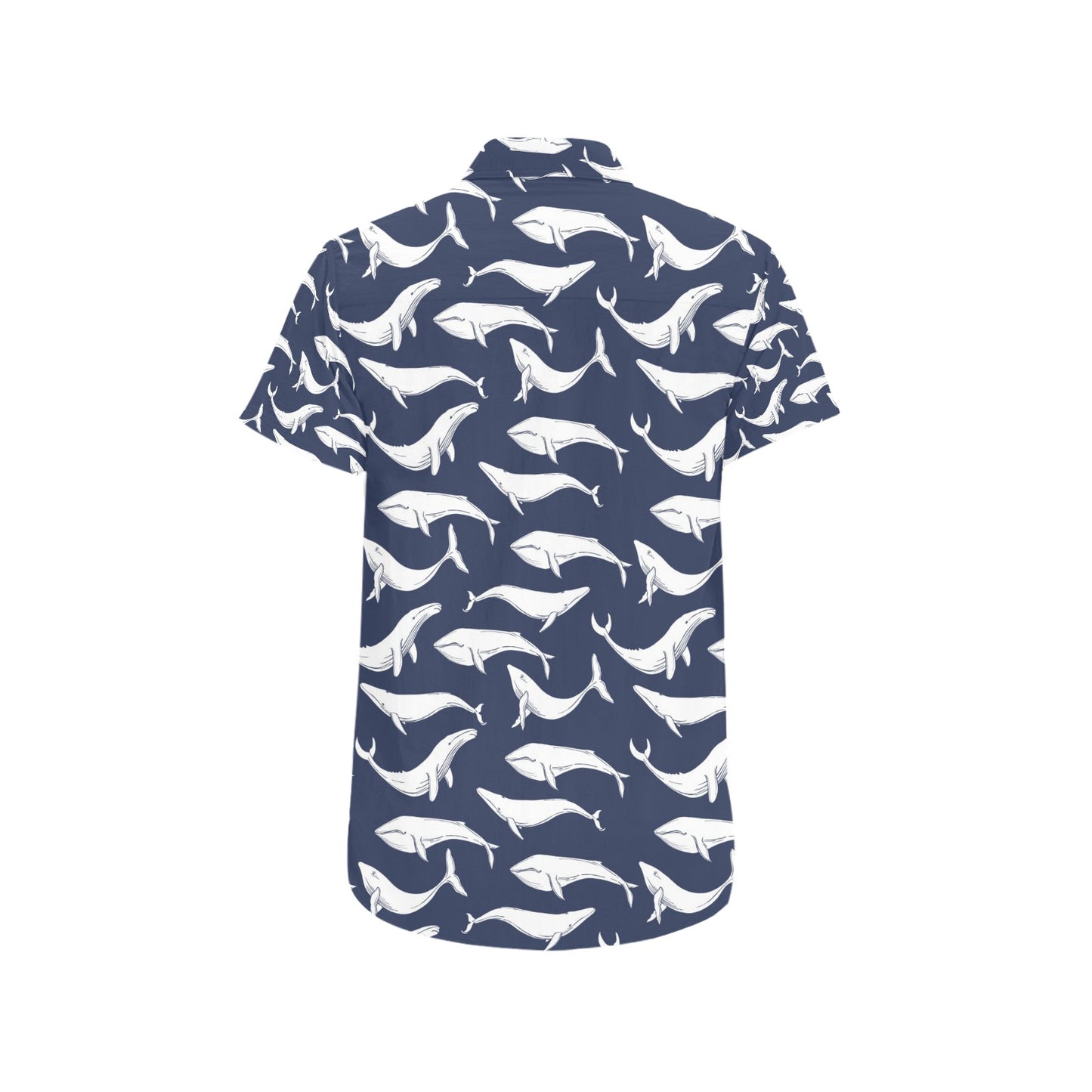 Whale Print Design LKS308 Men Short Sleeve Button Up Shirt