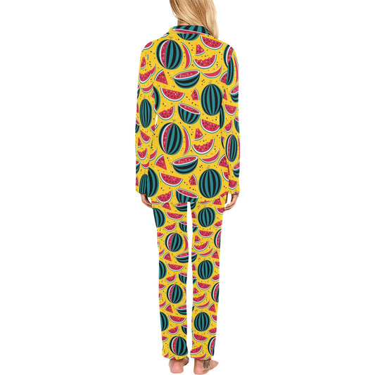 Watermelon Pattern Print Design WM02 Women's Long Pajama Set