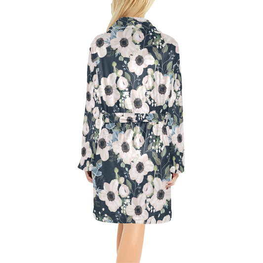 Anemone Pattern Print Design AM02 Women's Fleece Robe