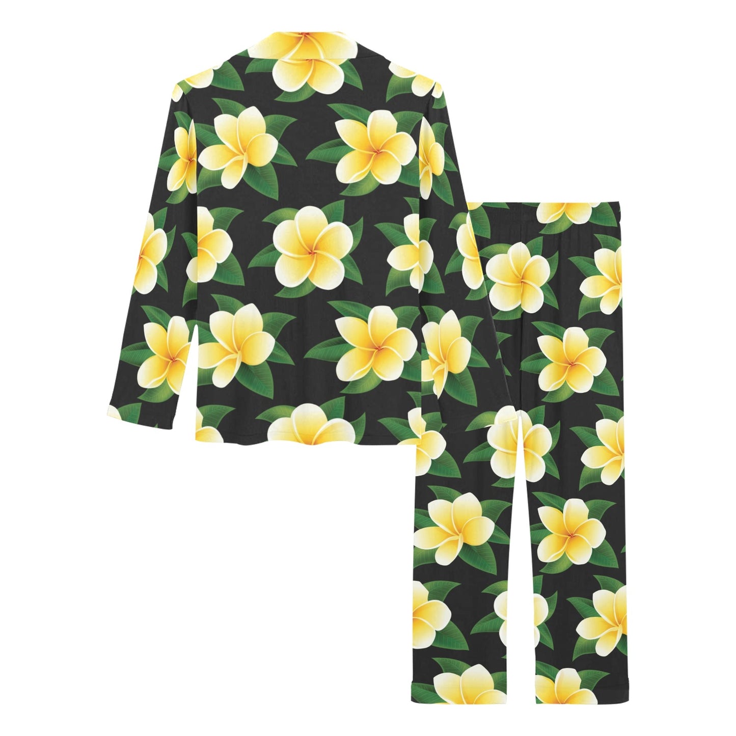 Plumeria Pattern Print Design A03 Women's Long Pajama Set
