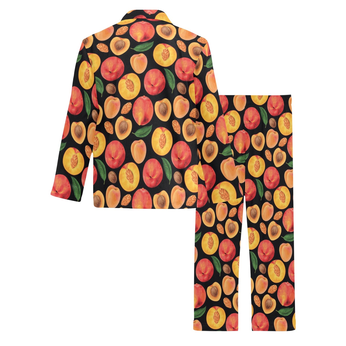 Peach Pattern Print Design A02 Men's Long Pajama Set