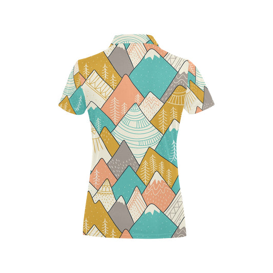 Mountain Pattern Print Design 02 Women's Polo Shirt