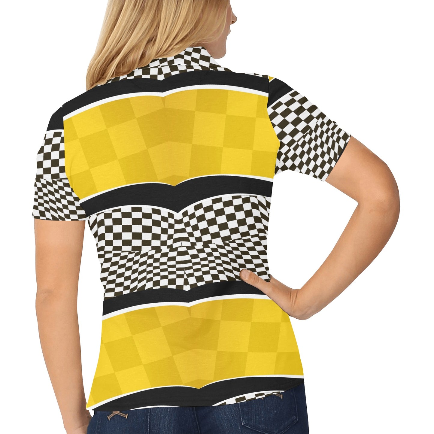 Checkered Pattern Print Design 02 Women's Polo Shirt