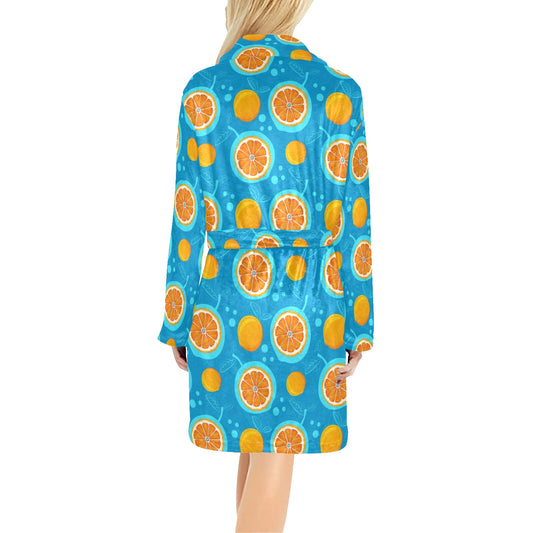 Grapefruit Pattern Print Design GF03 Women's Fleece Robe