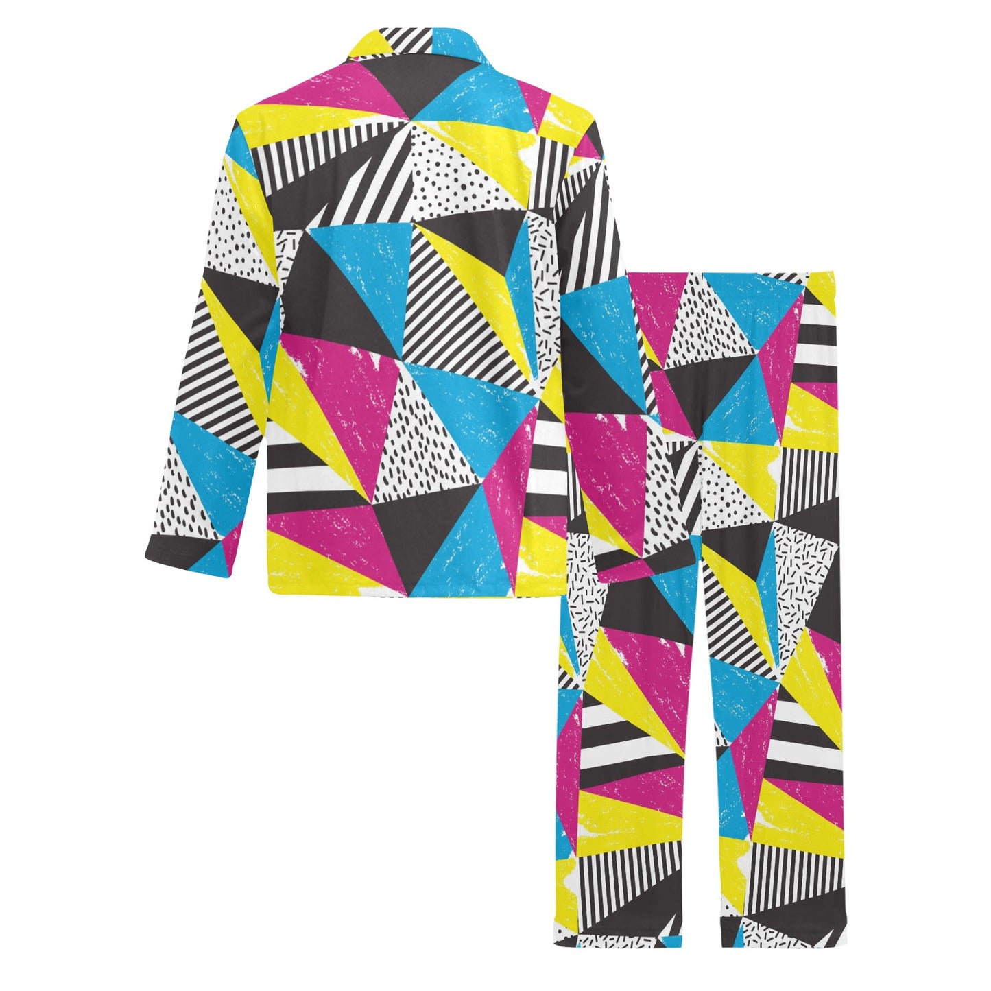 80s Pattern Print Design 2 Men's Long Pajama Set